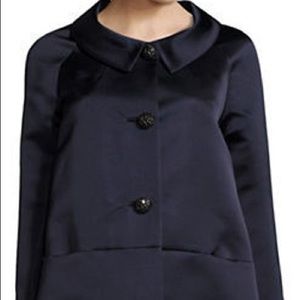 Barbara Tfank Silk Satin Navy Trapeze Coat